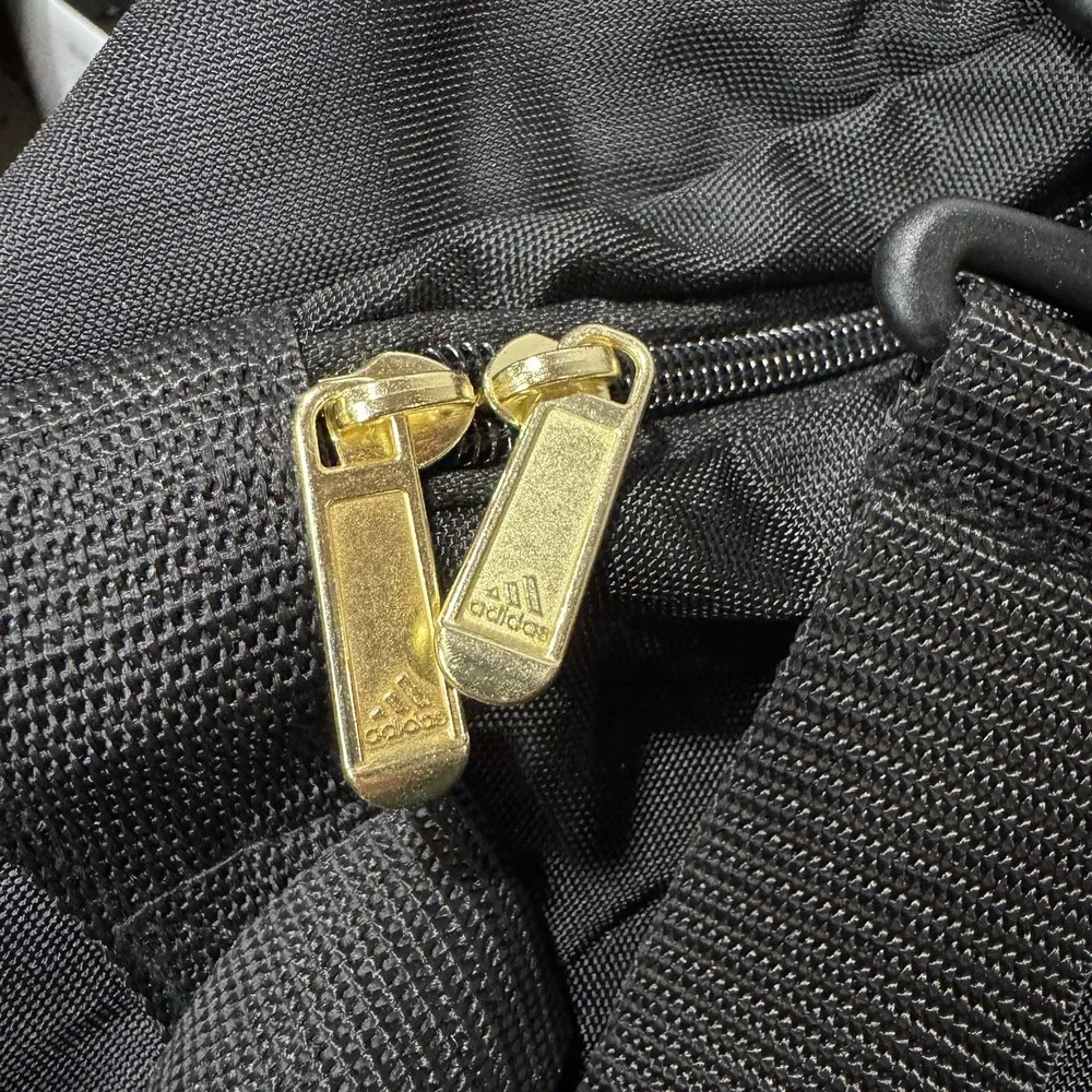 adidas Duffel Bag Gym Bag Black And Gold With Inside Zipper Pouch